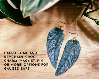 Cebu Blue Pothos, Blue Green Watercolor-Style, Rare Houseplant Earrings, Fridge Magnet, Gold Keychain, Plant Pin, Wall Hanging