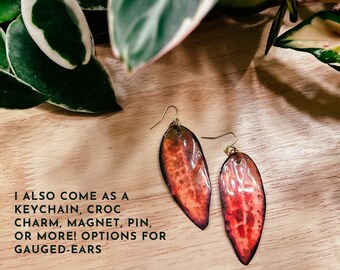 Hoya Rosita, Statement Red Watercolor-Style, Rare Houseplant Earrings, Fridge Magnet, Gold Keychain, Plant Pin, Wall Hanging