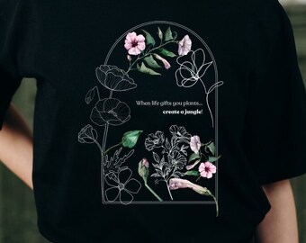 Plant Jungle Quote T-Shirt, Houseplant Lover Boho Style, Botanical Garden Gift, Unisex Gardener Apparel, Soft Herbal Tee