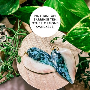Variegated Scindapsus Exotica Watercolor Style Earrings, Rare Houseplant, Boho Gift Ideas, Herbology, Plantology, Plant Addict