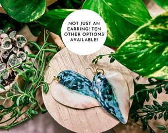 Variegated Scindapsus Exotica Watercolor Style Earrings, Rare Houseplant, Boho Gift Ideas, Herbology, Plantology, Plant Addict