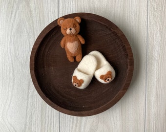 RTS Felted Bear toy and slippers