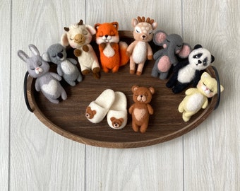 RTS! Newborn Felted animal toys, Felted stuffies, Newborn photo props, felt Christmas deer, elephant,koala,panda,cow,fox,bunny,kitty