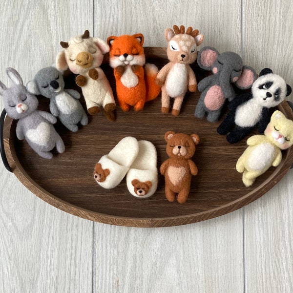 RTS! Newborn Felted animal toys, Felted stuffies, Newborn photo props, felt Christmas deer, elephant,koala,panda,cow,fox,bunny,kitty