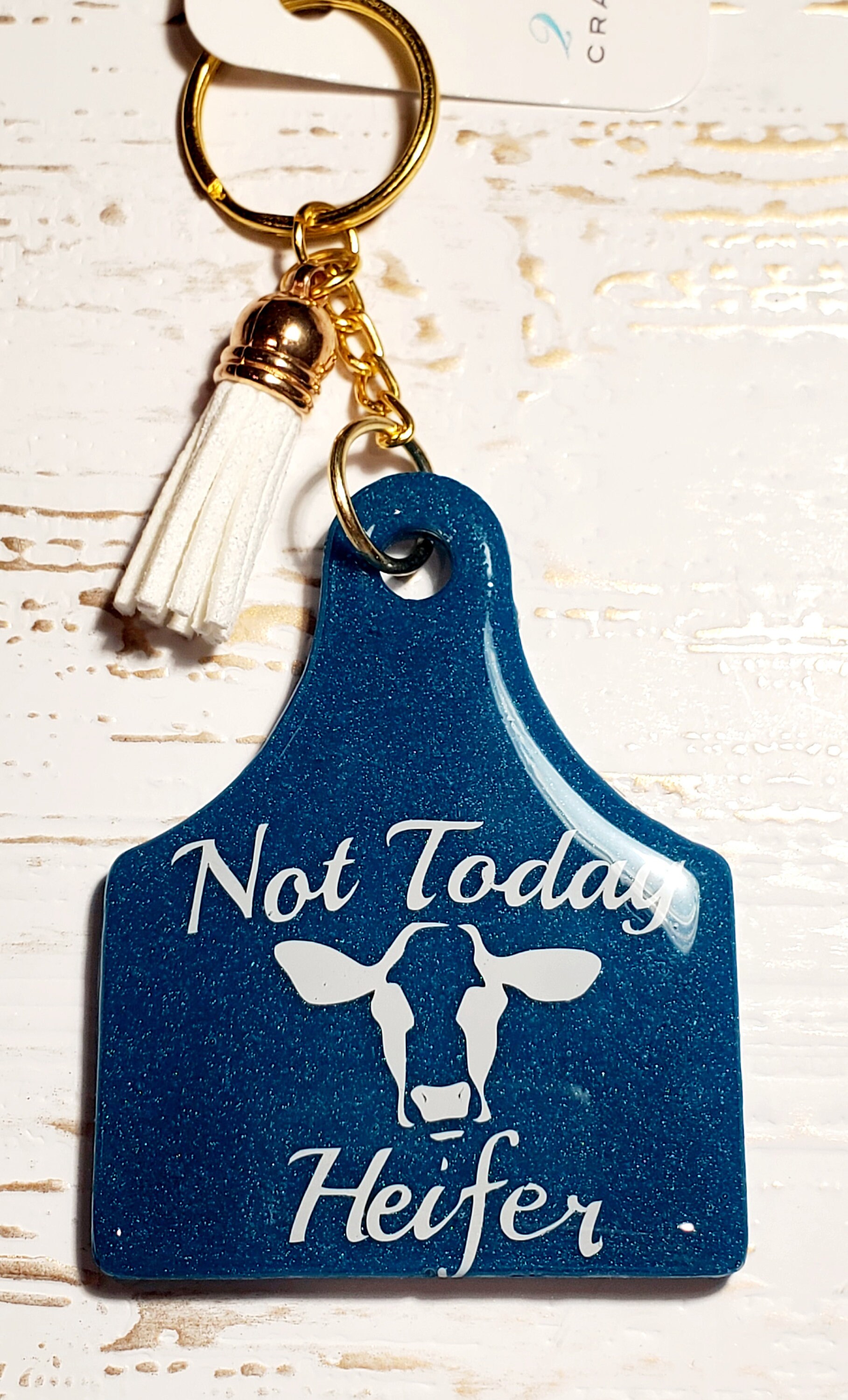 Cow Tag Keychain, Not Today Heifer, Cow Ear Tag, Ear Tag Keychain