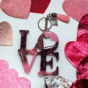 Love Keychain, Pink Love Keychain, Gifts for Lovers, Love Bag Tag, Love Backpack Charm, Unique Love Keychain, Valentine Gift, Lover Keychain