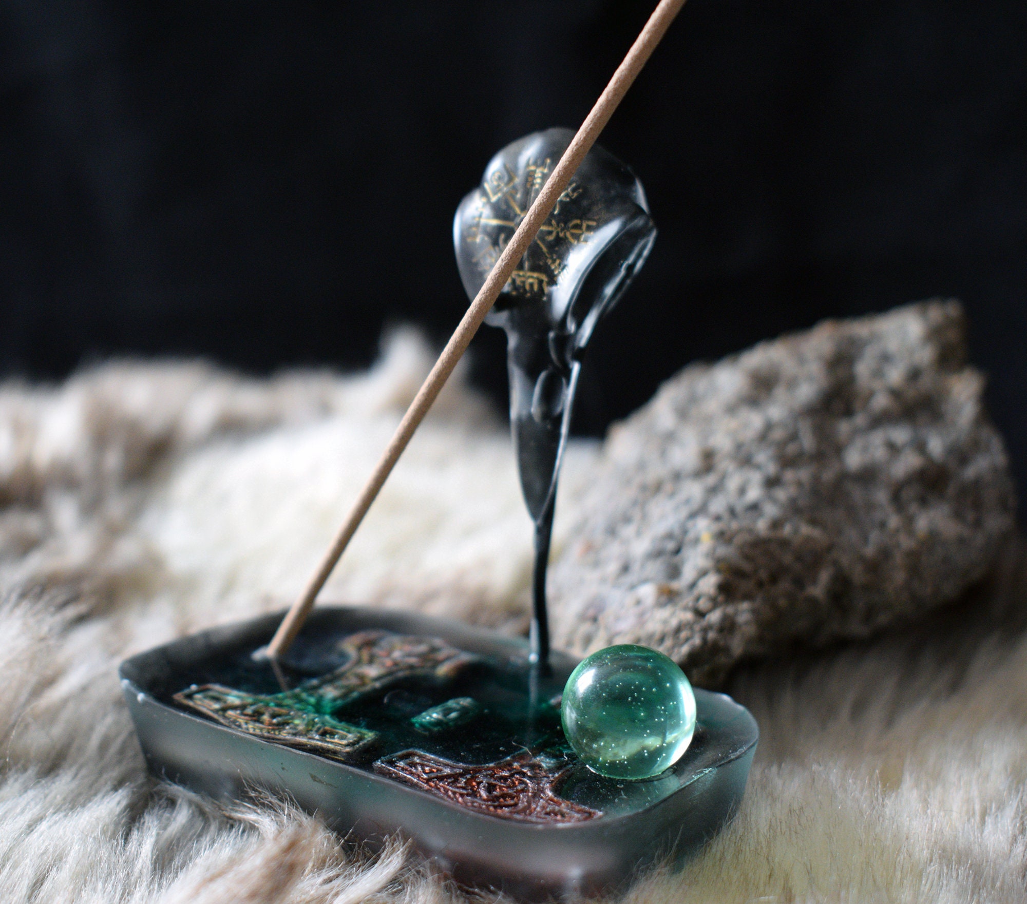 Brûle Encens Crâne de Corbeau Viking