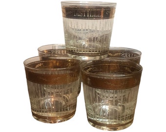 5 Distillers Whiskey Glasses - Gold Old Fashioned Whiskey Glasses Nova Scotia