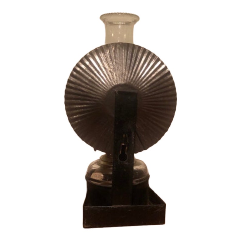 Antique Glass Oil Lamp With Reflector Wall Lamp Wall Mount Metal Oil