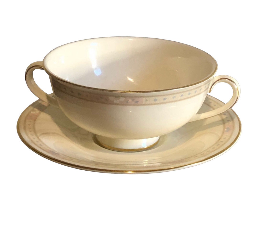 Vintage Royal Doulton England Double Handle Bouillon Cup & Saucer - Etsy