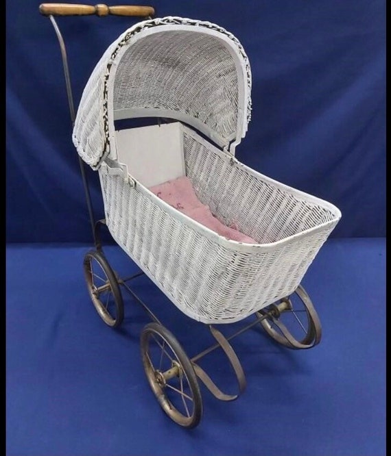 Vintage wicker doll Pram/ Carriage Etsy