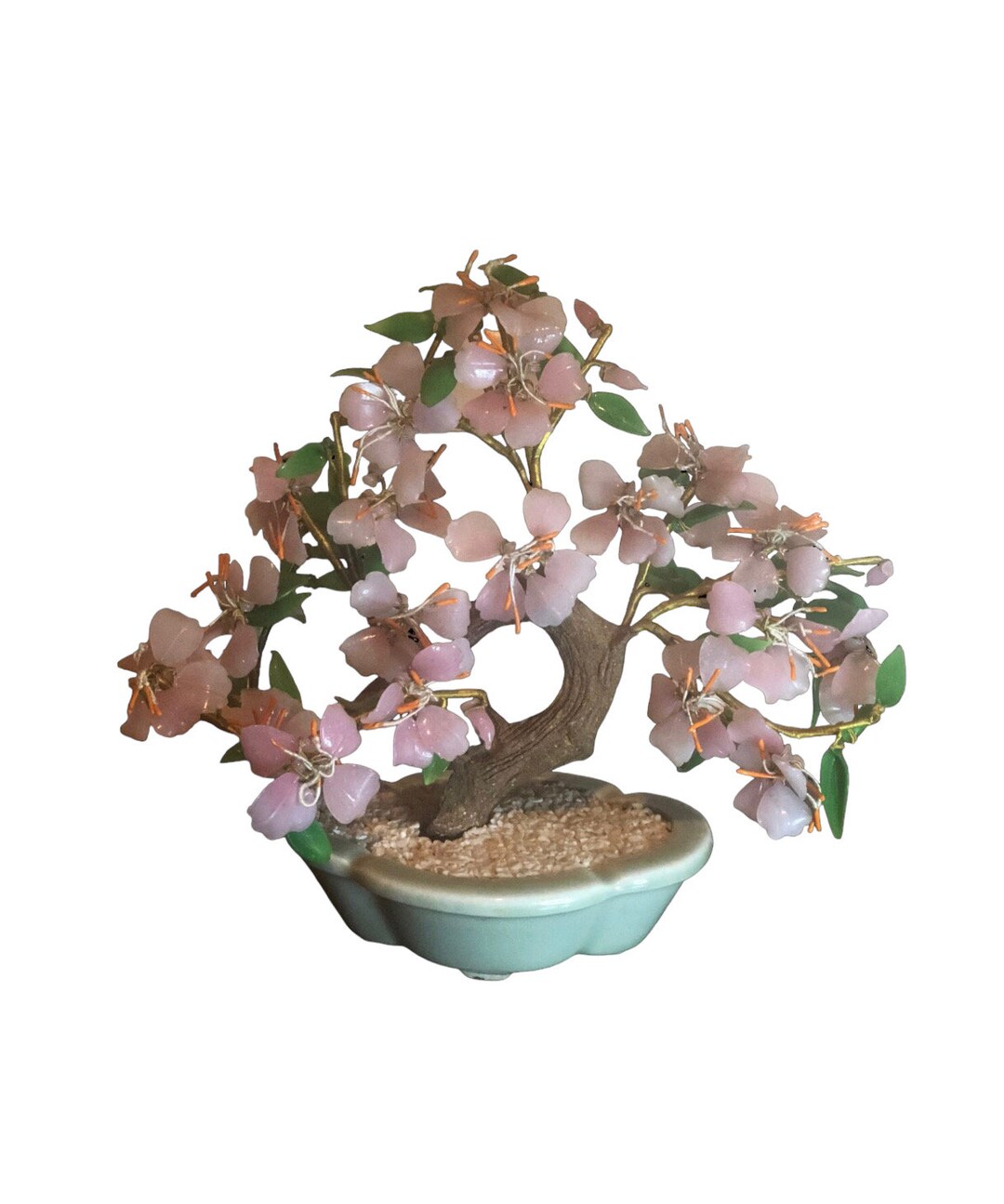 Vintage Glass Bonsai Tree Pink Cherry Blossoms Yellow Etsy Israel