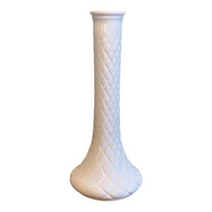 Vintage Hoosier Diamond Pattern Milk Glass Vase