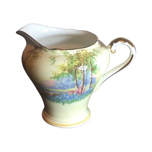 Vintage 1950's Aynsley Pastel Green Bluebell Time Pattern Milk Creamer Jug