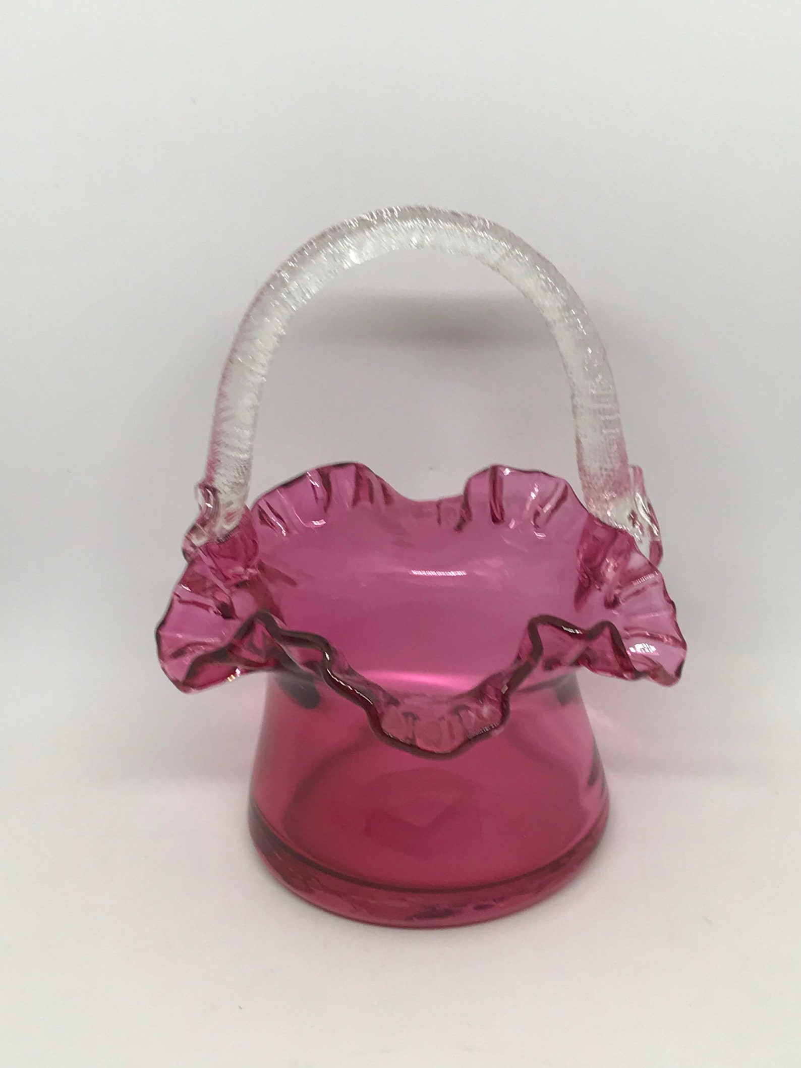 Cranberry glass baskets Vintage Etsy