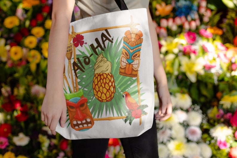 Disney Inspired Tropical Tiki Gift 3 Sizes Available Machine Washable Tiki Room Canvas Tote Bags /& Purses