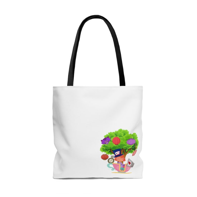Mad Tea Party Canvas Tote 3 Sizes Available Disney Inspired Whimsical Alice Gift Machine Washable Bags /& Purses