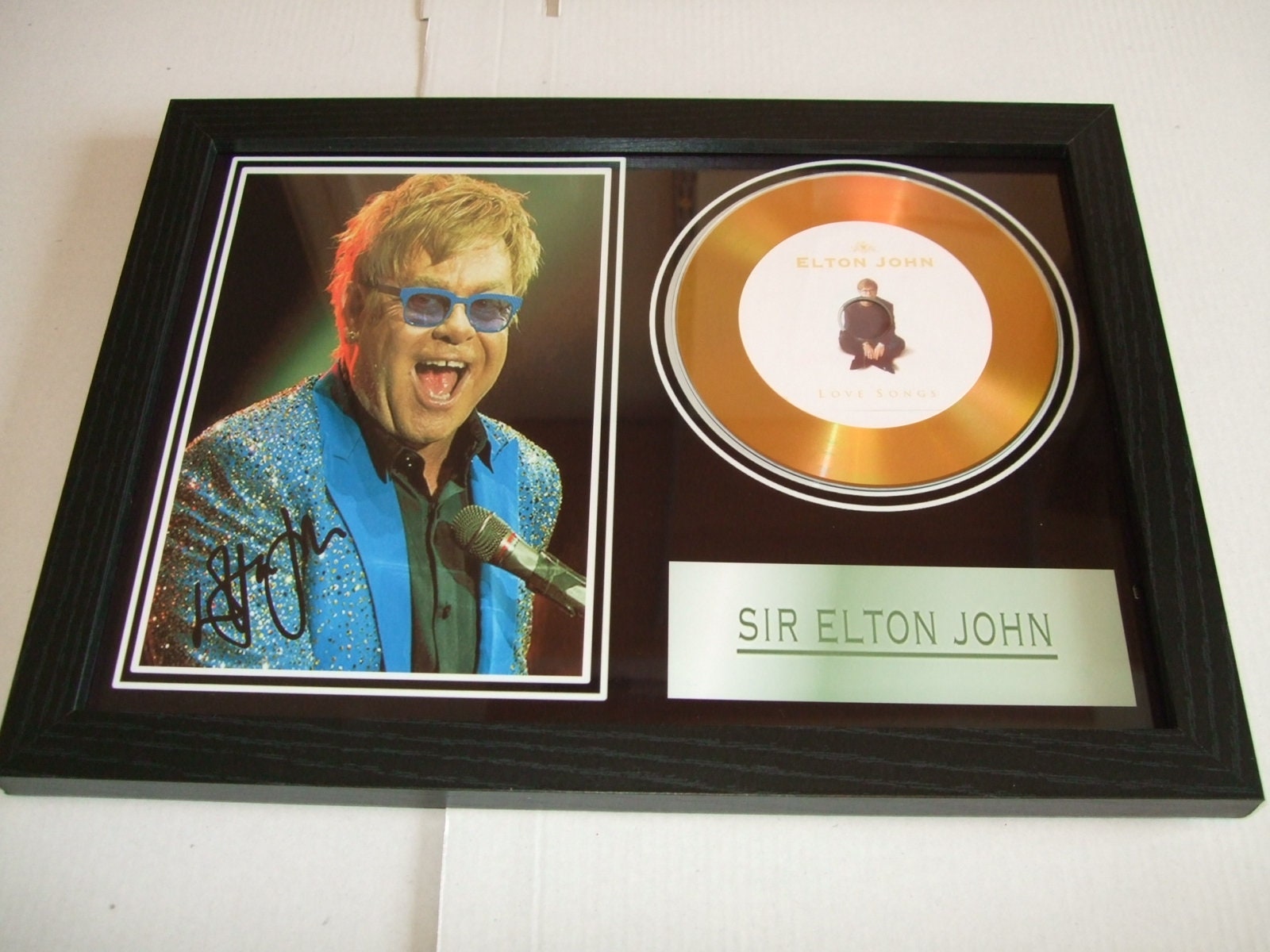 elton john   signed mount framed