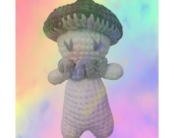 Custom XL Mushroom Person Crochet Plush, Made To Order, Velvet Chunky Mushroom Plush