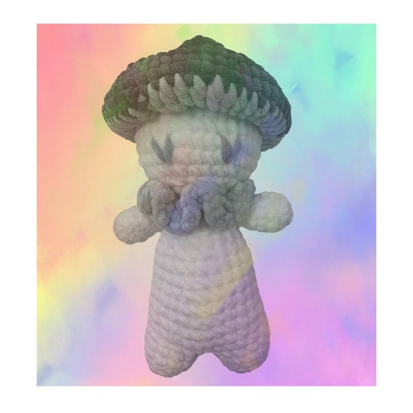 Custom XL Mushroom Person Crochet Plush, Made To Order, Velvet Chunky Mushroom Plush