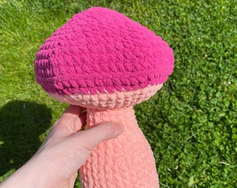 Handmade Pink & Dark Pink Mushroom Crochet Plush