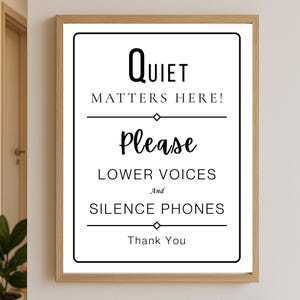 Quiet Please Sign, Printable Wall Art, Quiet Matters Here, Digital Download, Office Silence Sign, Library Decor, Minimalist Sign