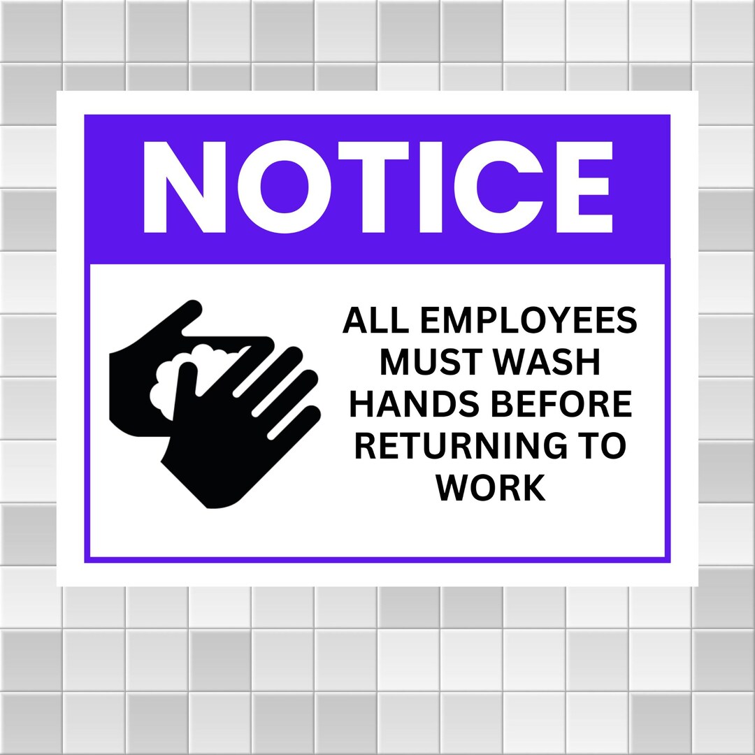 Wash Hands Sign Printable – Employee Handwashing Notice – Workplace ...