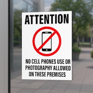 No Cell Phones Sign Printable No Photography Allowed Digital Download Business Safety Sign Pdf JPG PNG SVG Instant Download