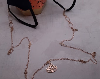 Lotus Yellow and Rose gold Mask Holder Necklace  Two Tone