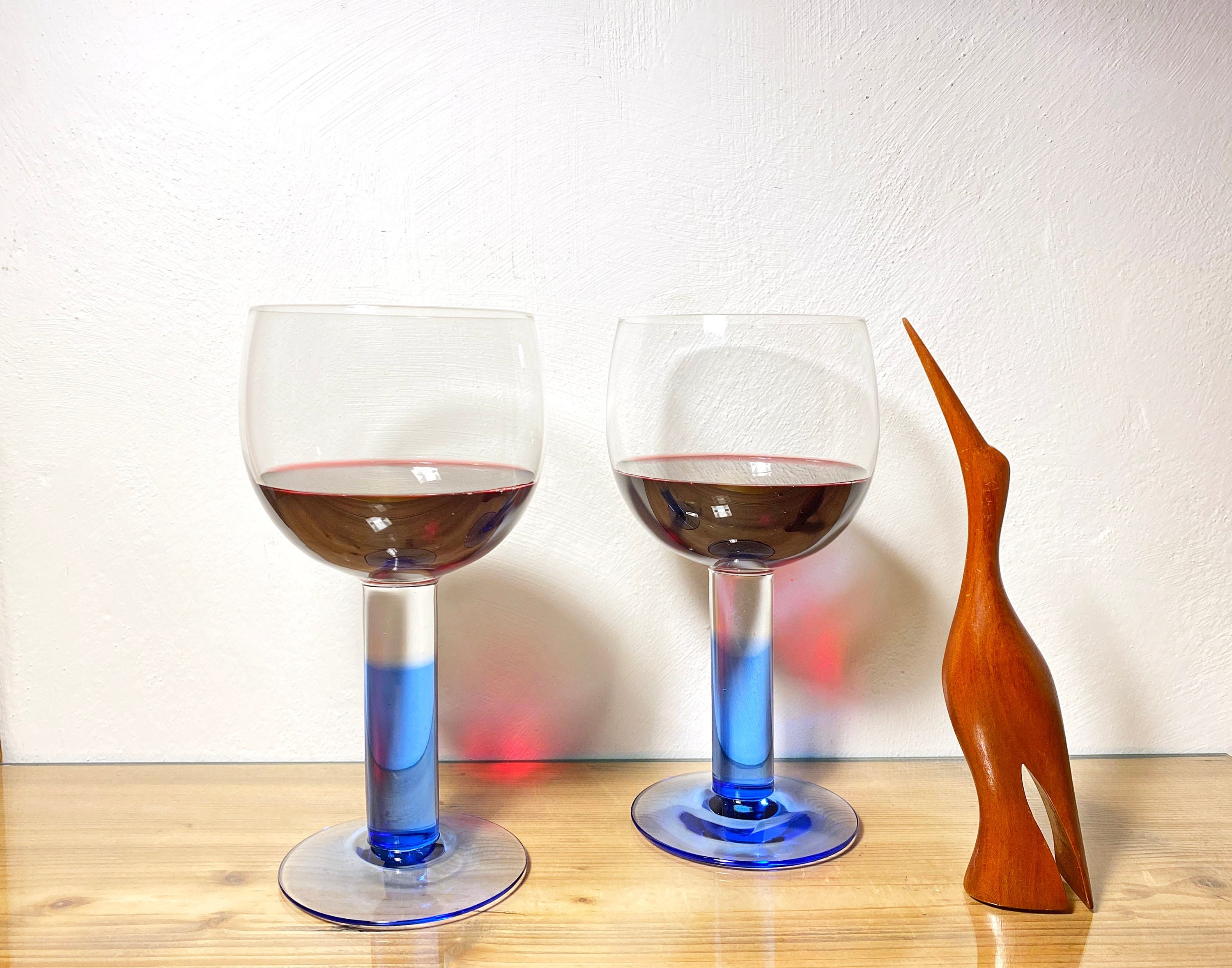 2 Weingläser Gläser 58 cl 19,5 cm Iittala Nuutajärvi Serie Mondo Rotwein blau von Kerttu Nurminen Finnland