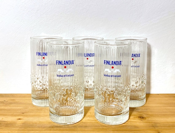Pack of 5 Glasses of Finlandia Vodka of Finland, Designed by Tapio