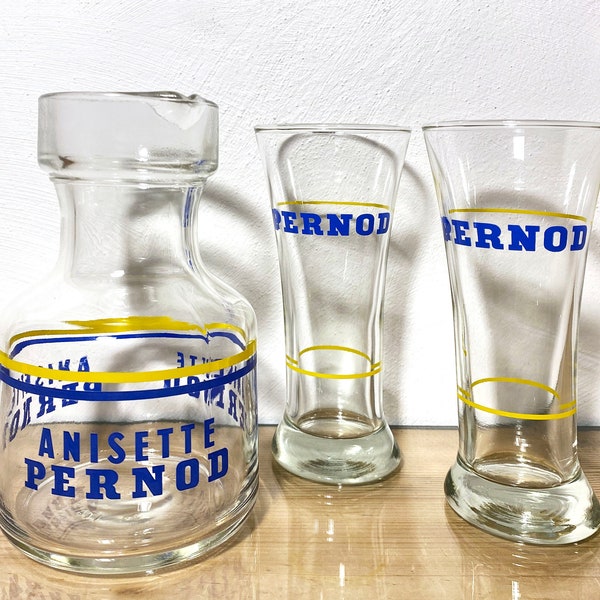 Pernod Set Karaffe 2St. Gläser Wasserkaraffe Anisette Frankreich