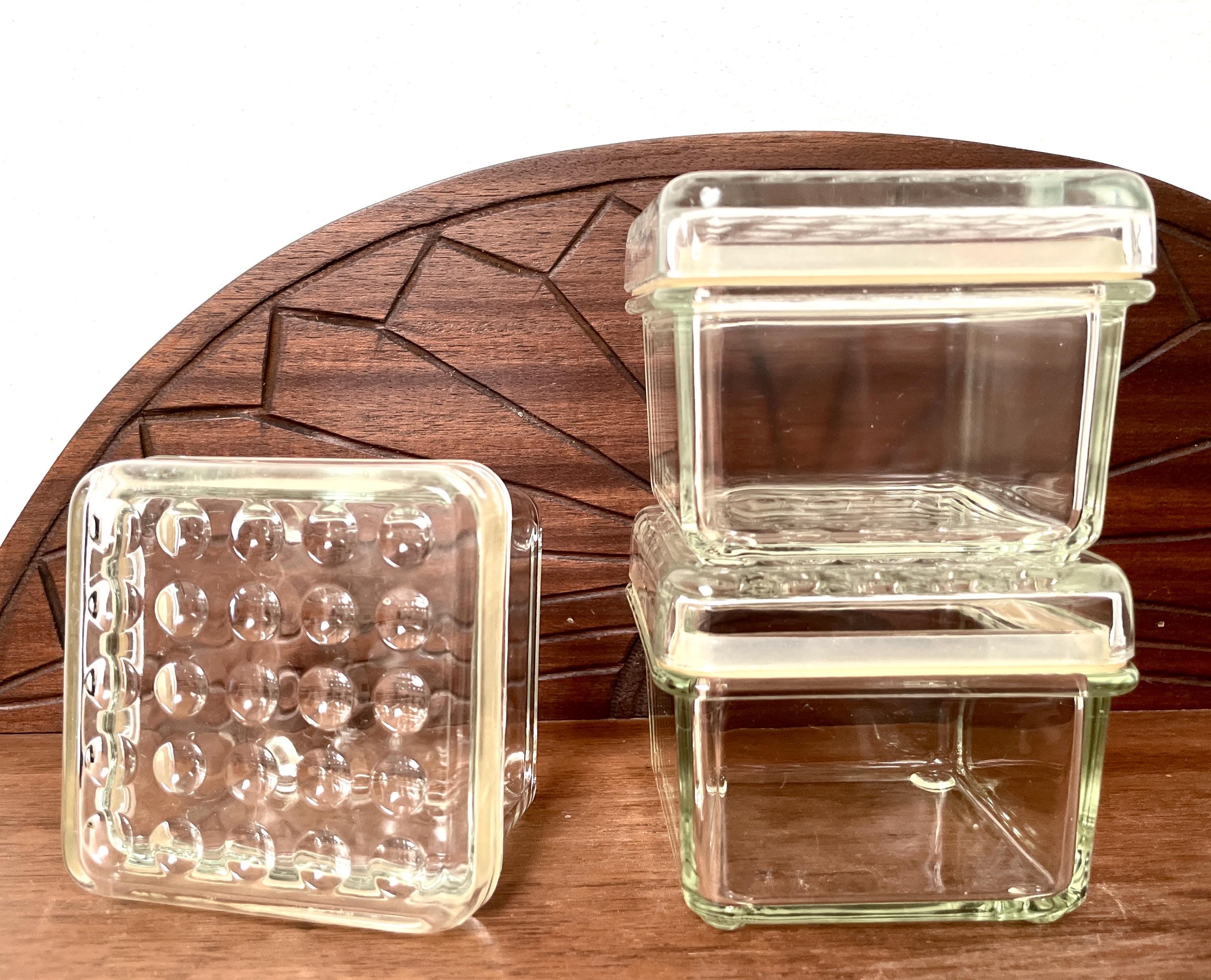 Set 3 x IKEA KOLONI Vorratsdose Glasdose mit Noppen quadratisch und Gummidichtung Deckeldose