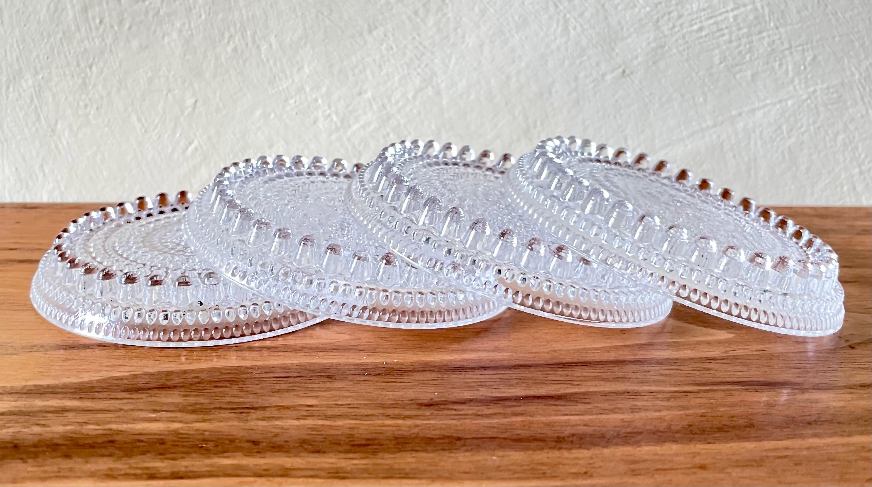 Set of 4 Coasters Kastehelmi Tauperle From Oiva Toikka Nuutajärvi