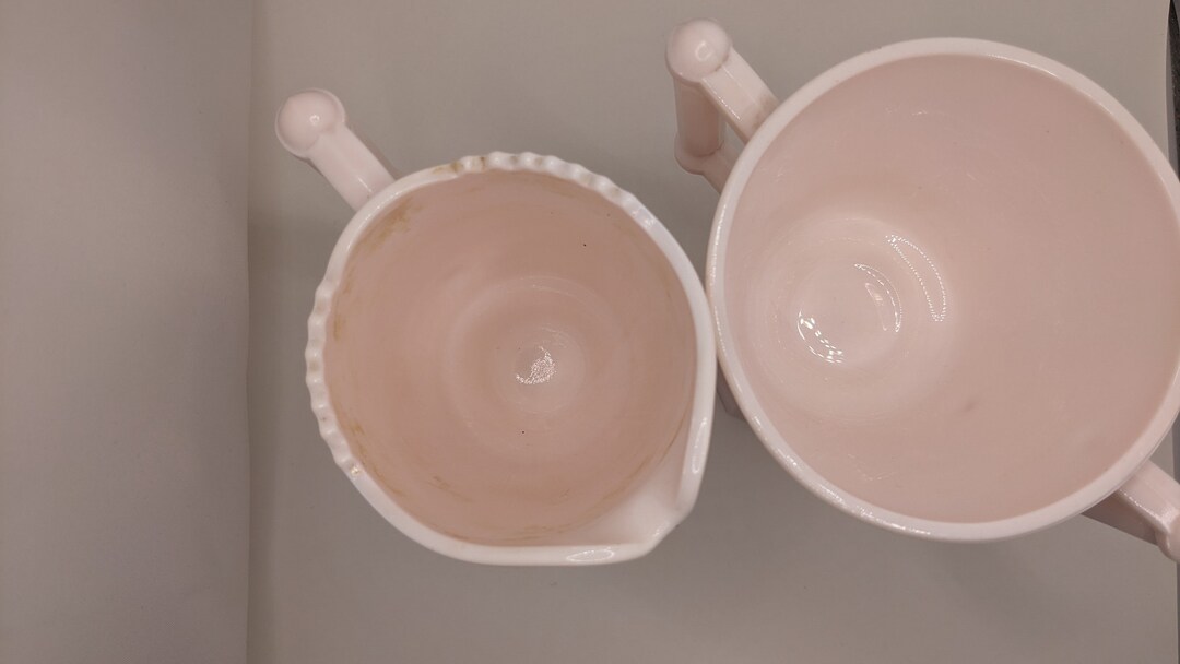 Stunning Pink Milk Glass Creamer and Sugar Bowl Etsy