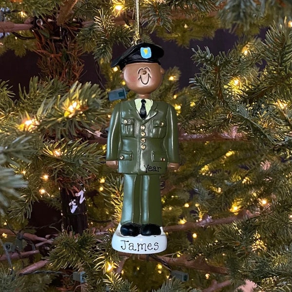 CLEARANCE! Personalized Military Army Soldier Ornament with Dark Skin Custom Personalized Christmas Ornament Gift