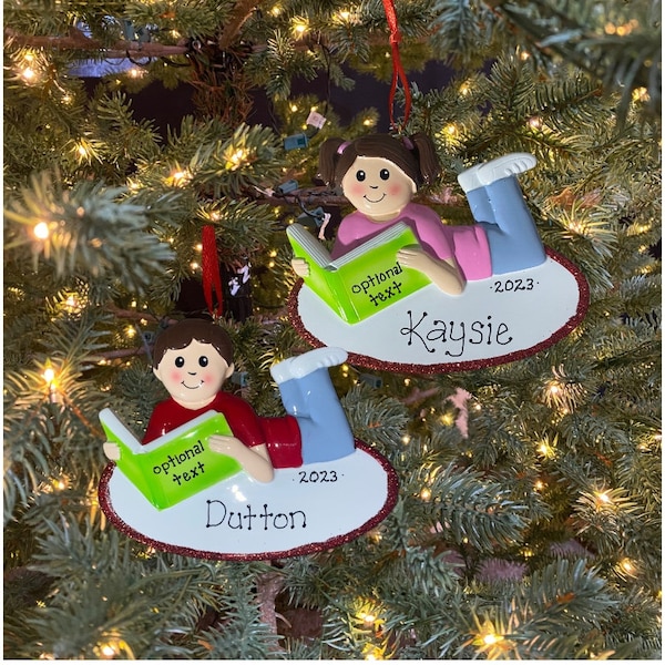 Personalized Book Lover Ornament Custom Personalized Christmas Ornament Gift I Can Read Ornament