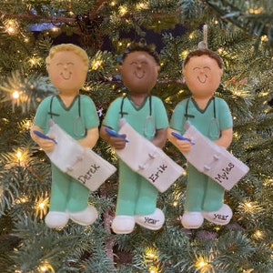 Nurse Doctor Ornament Green Scrubs Medical Professional Ornament Custom Personalized Christmas Ornament PA Ornament FNP Ornament NP Ornament