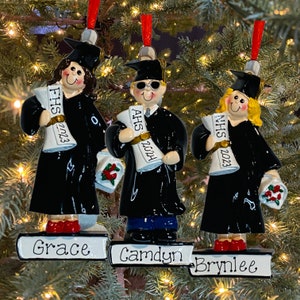 Personalized Graduation Ornament Boy or Girl with Gown Hat and Diploma Custom Personalized Christmas Ornament Graduation Gift