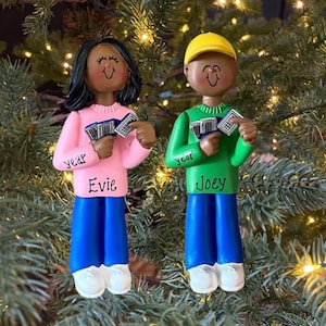CLEARANCE! Card or Poker Player Texas Hold ‘Em Card Player Gambler Dark Skin Woman or Man Custom Personalized Christmas Ornament Gift