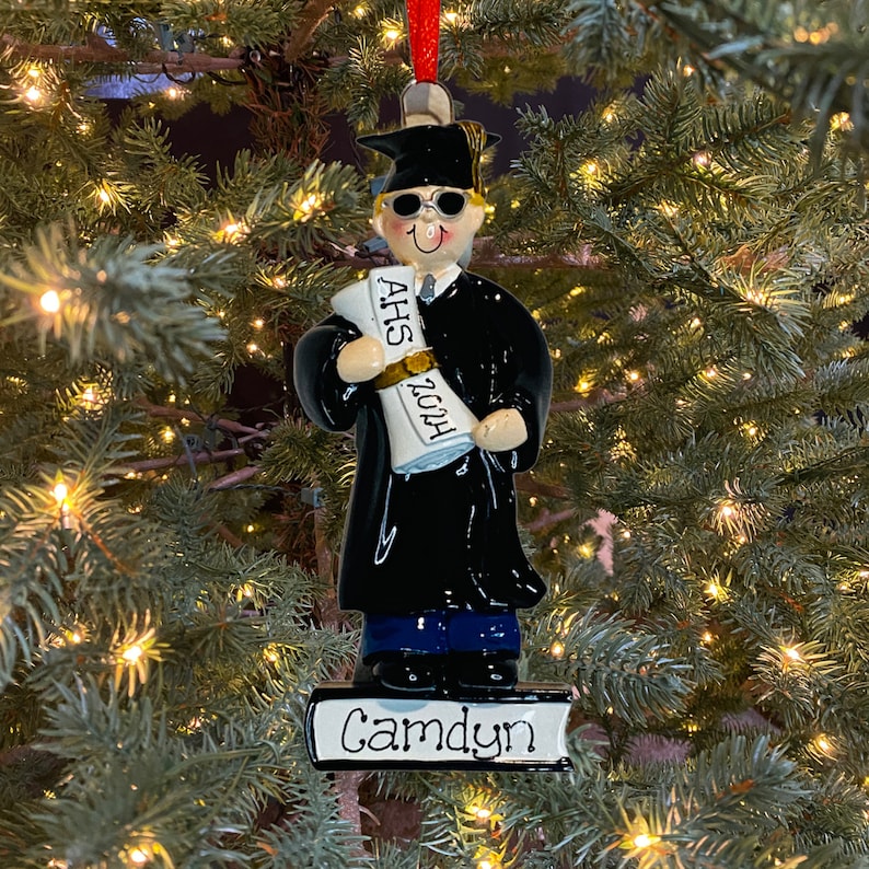 Personalized Graduation Ornament Boy or Girl With Gown Hat and Diploma ...