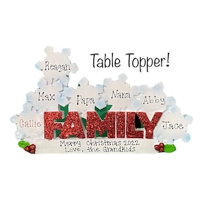 Table Top Snowflake Family Freestanding Decor Family Of 7 • Kids Grandchildren Custom Personalized Christmas Table Top Ornament Gift