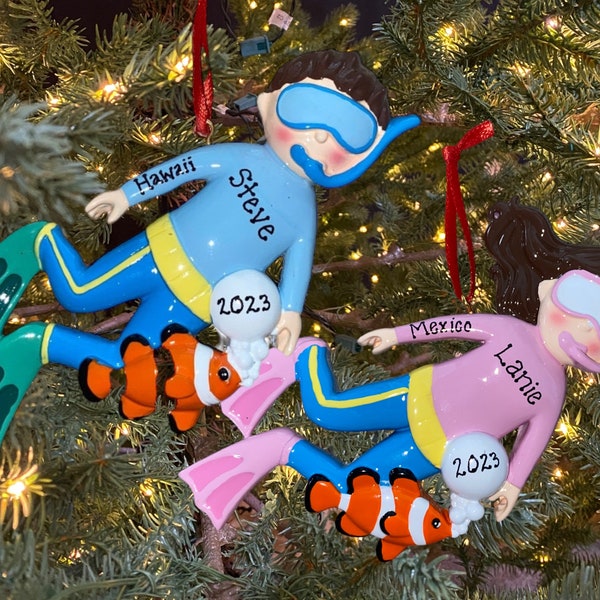 Personalized Snorkeling Boy or Girl Scuba Boy Ornament Custom Personalized Christmas Ornament Gift