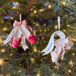 Ballerina Pretty Pink Ballet Slippers Dance Recital Custom Personalized Christmas Ornament Gift for Little Girl Teen Tween or Woman