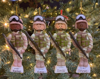 Military Fatigues Ornament Custom Personalized Christmas Ornament Gift for Men Women Air Force Army Marine Navy