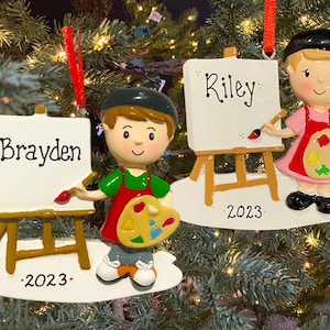 Painter Girl or Boy Ornament Artist Ornament Custom Personalized Christmas Ornament Gift