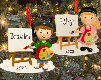 Personalized Painter Girl or Boy Ornament Artist Ornament Custom Personalized Christmas Ornament Gift