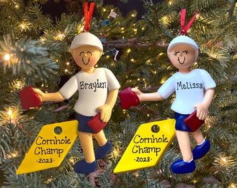 New Cornhole Boy or Girl Tournament Game Board and Bags Custom Personalized Christmas Ornament Gift