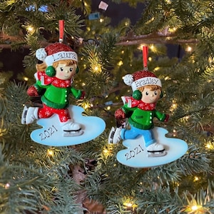 Ice Skating Boy Girl Child Kid Custom Personalized Christmas Ornament Gift Personalized Ice Skating Ornament