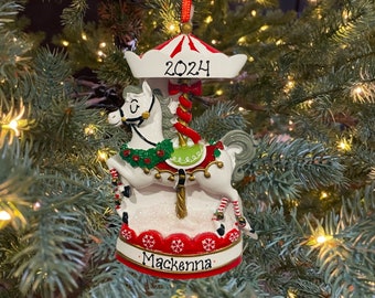 Personalized Carousel Horse Ornament Custom Personalized Christmas Ornament